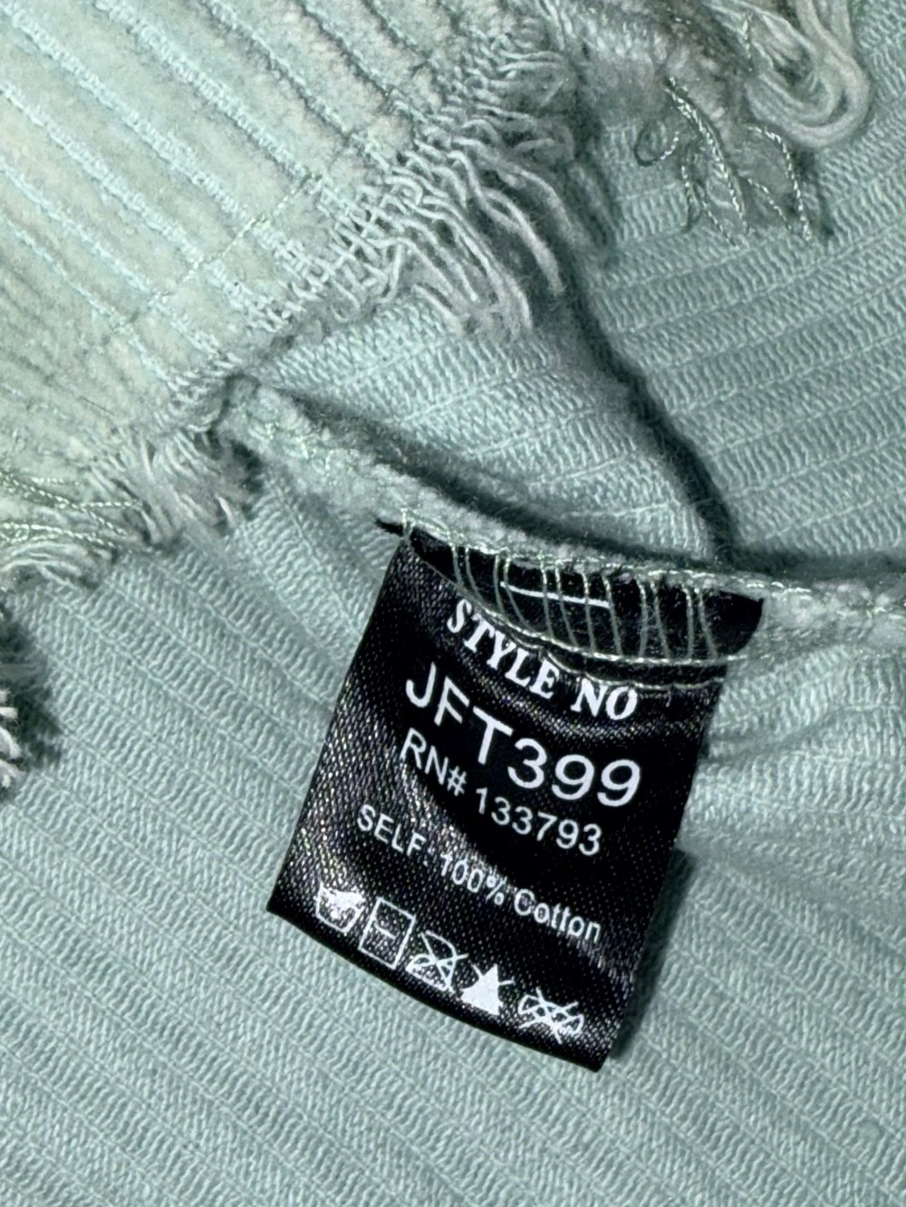 POL Corduroy Button Up Trucker Jacket Light Green Raw Hem Sz L - Picture 8 of 8